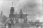 Пожарное депо и памятник Ленину