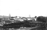 Вид на Преображенский мост (о. Дятлинка) и пл. Ленина. 1936 год.